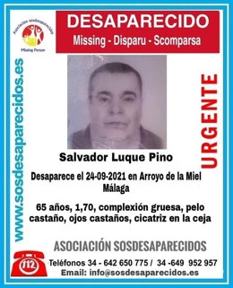Cartel alertando de la desaparición de Salvador Pino Luque
