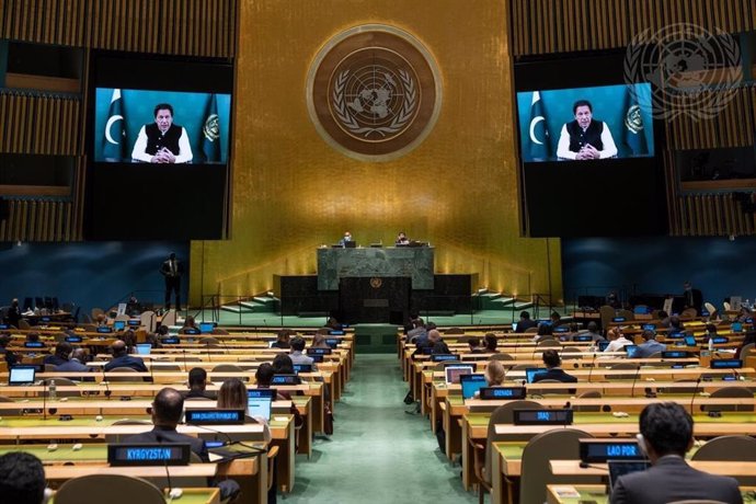 El primer ministro de Pakistán, Imran Jan, habla ante la Asamblea General de la ONU
