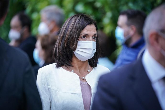 La Consejera de Igualdad, Justicia y Políticas Sociales, Beatriz Artolazabal Albeniz, en el segundo homenaje institucional de recuerdo y reconocimiento a las víctimas de la pandemia en Euskadi, a 21 de septiembre de 2021, en País Vasco, (España). 