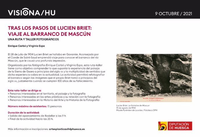 La Diputación de Huesca retoma la ruta tras los pasos del fotógrafo Lucien Briet por el barranco de Mascún.
