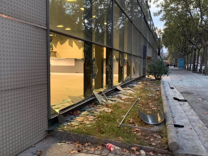 Destrozos en el Palau de Congressos de Barcelona durante la Merc