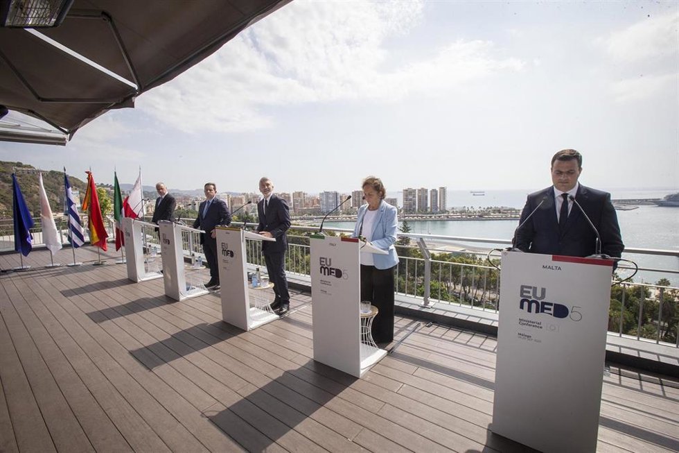 Rueda de prensa tras cumbre MED5 en Málaga