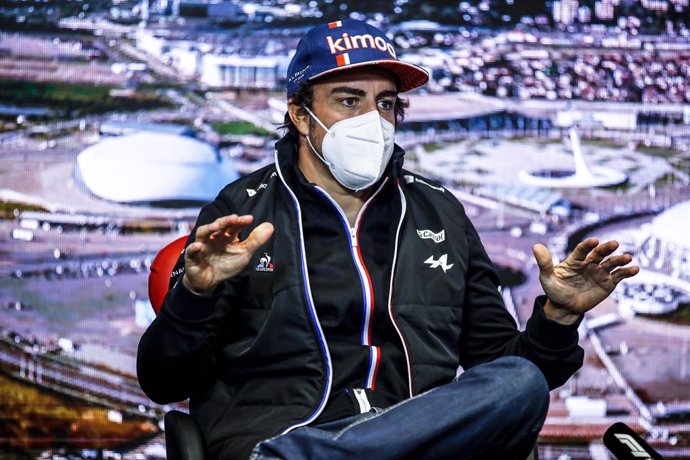ALONSO Fernando (spa), Alpine F1 A521, portrait press conference during the Formula 1 VTB Russian Grand Prix 2021, 15th round of the 2021 FIA Formula One World Championship from September 24 to 26, 2021 on the Sochi Autodrom, in Sochi, Russia - Photo Xa