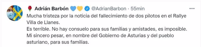 Twitter del presidente Adrián Barbón.
