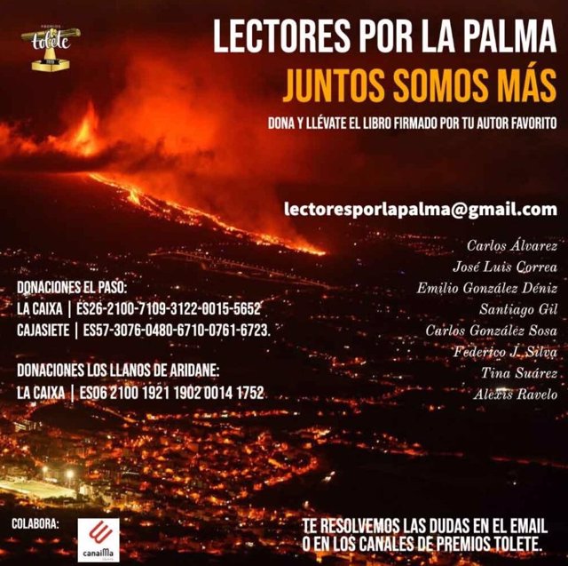 Escritores grancanarios regalarán libros firmados a las personas que hagan donaciones económicas por el volcán