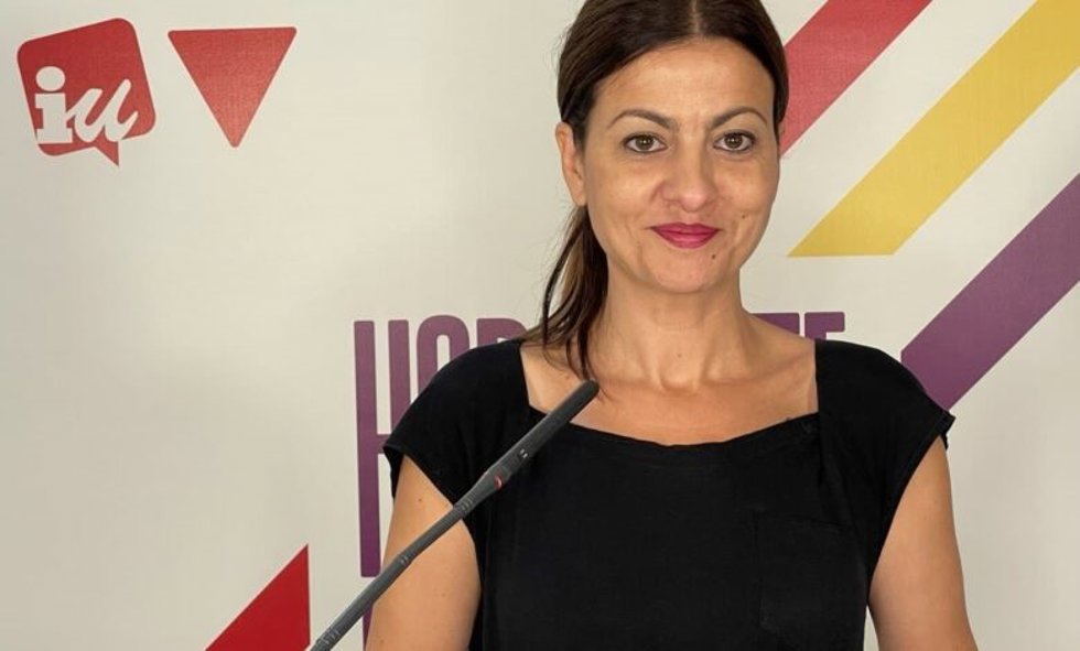 Imagen de la portavoz federal de IU y eurodiputada de la formación, Sira Rego, durante una rueda de prensa telemática.