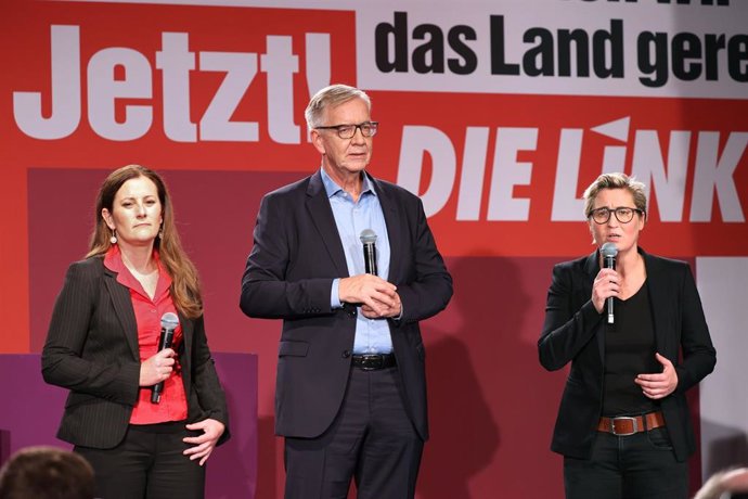 Líderes del partido Die Linke en la jornada electoral