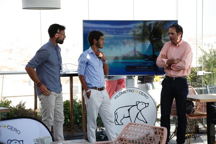 El exciclista Miguel Silvestre en la presentación de Kilómetro Cero, el 'Camino de Santiago' en bici desde Madrid.