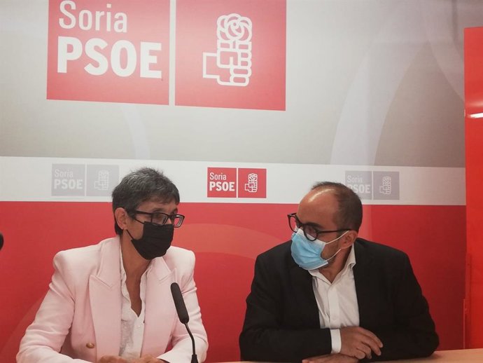 Pilar Delgado, junto a Luis Rey, anuncia su dimisión como senadora por Soria.