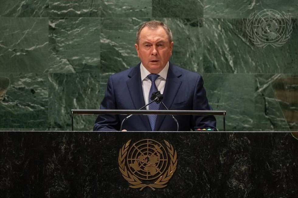El ministro de Exteriores de Bielorrusia, Vladimir Makei, en la Asamblea General de Naciones Unidas.