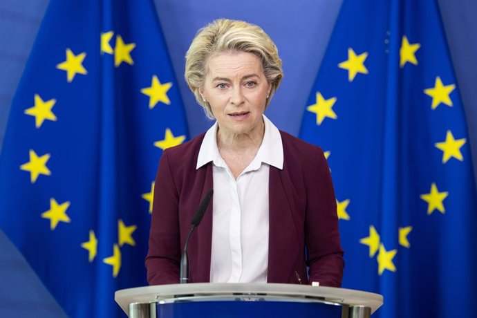 Archivo - HANDOUT - 10 July 2021, Belgium, Brussels: President of the European Commission, Ursula von der Leyen speaks during a virtual press conference at Berlaymont, the EU Commissions headquarters in Brussels. Photo: Lukasz Kobus/EU Commision /dpa - 