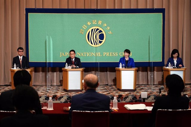 Los candidatos a liderar el Partido Liberal Democrático de Japón: Taro Kono, Seiko Noda, Fumio Kishida y Sanae Takaichi
