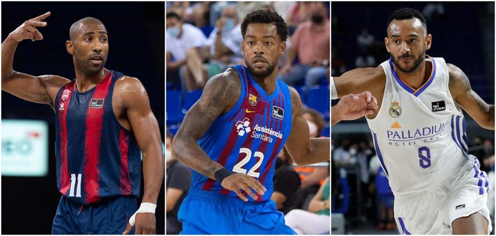 Granger (Baskonia), Higgins (Bara) y Hanga (Real Madrid)