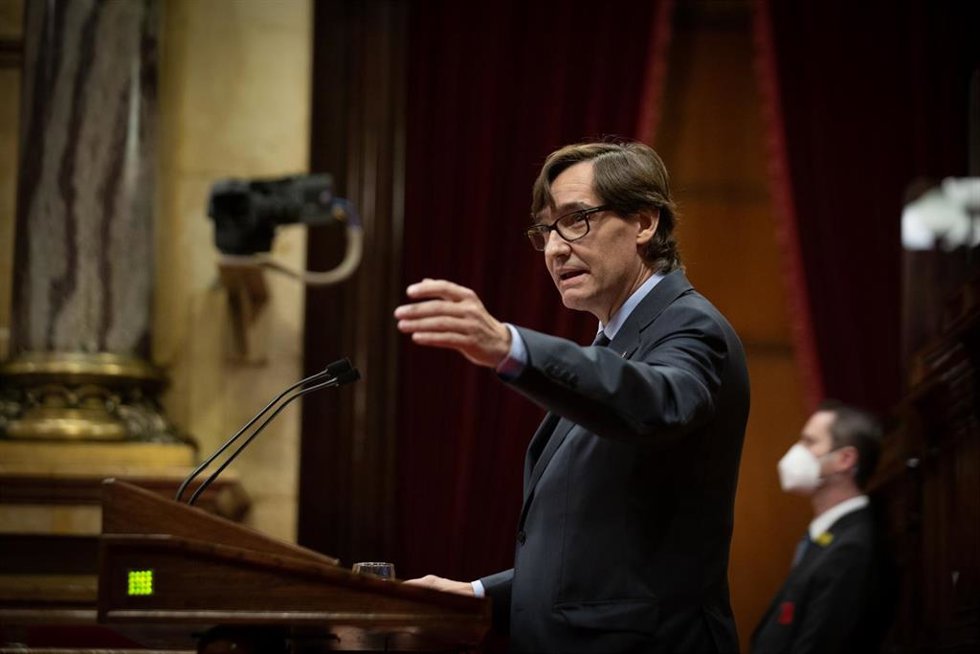 El líder del PSC en el Parlament, Salvador Illa, durante el Debate de Política General en el Parlament, a 29 de septiembre de 2021.