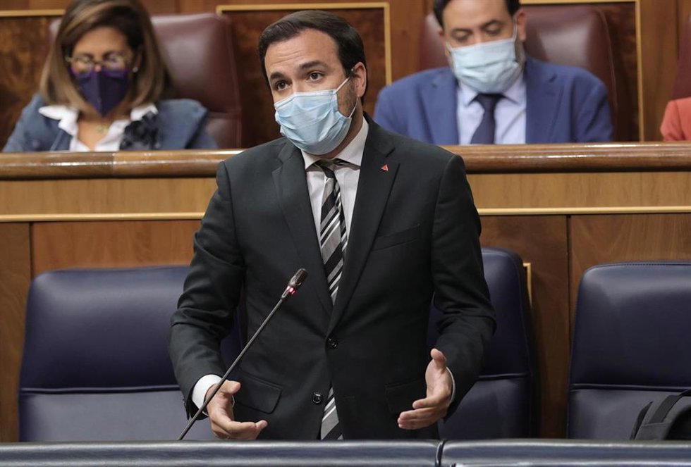 El ministro de Consumo, Alberto Garzón, en una sesión de control al Gobierno en el Congreso
