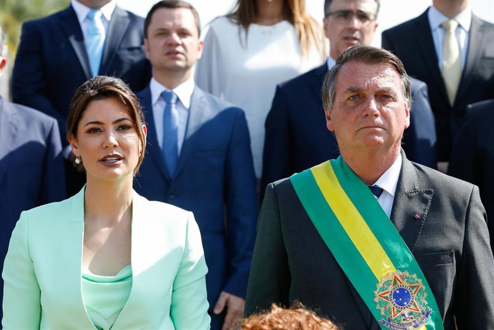 El presidente de Brasil, Jair Bolsonaro, y su mujer, Michelle.