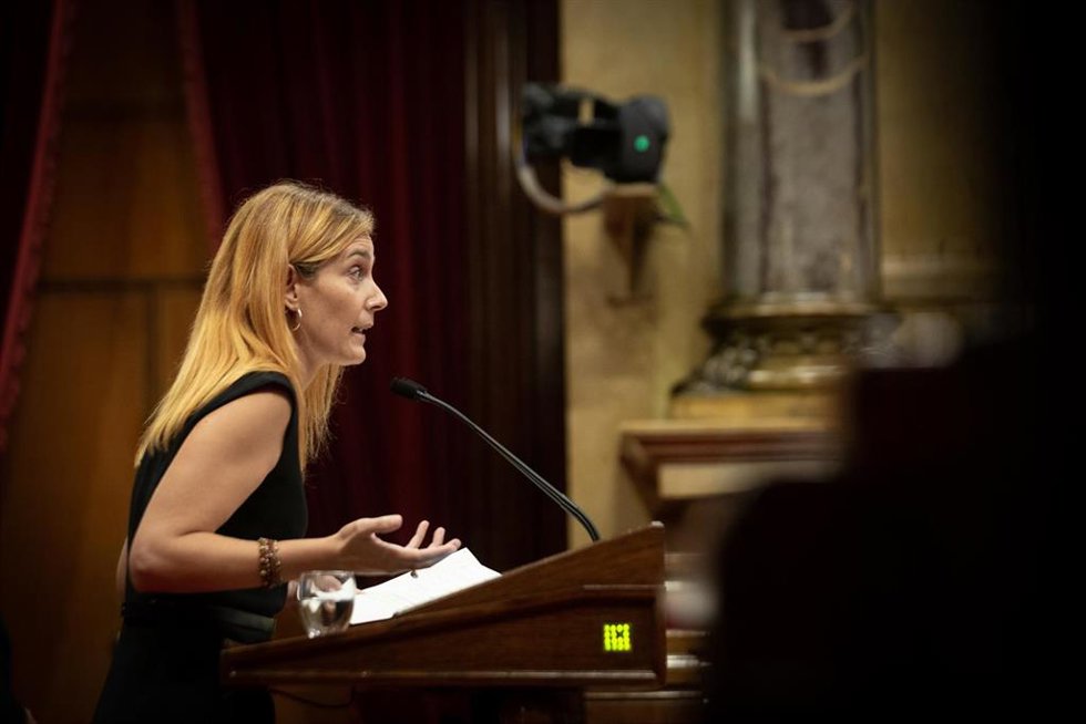 La líder de los comuns en el Parlament, Jéssica Albiach, durante el Debate de Política General en el Parlament, a 29 de septiembre de 2021.
