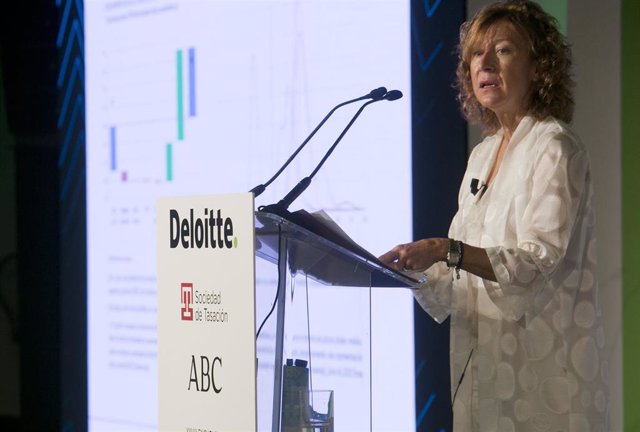 La subgobernadora del Banco de España, Margarita Delgado, durante el XXVIII Encuentro del Sector Financiero organizado por Deloitte, Sociedad de Tasación y ABC.