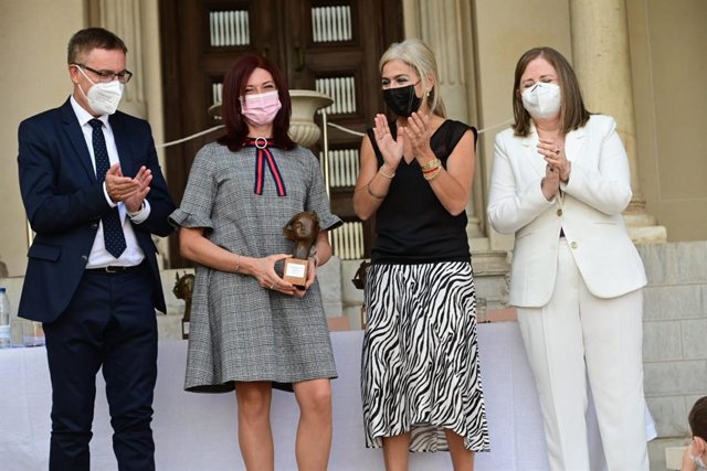 Francisco Morales, Nieves Chillón, Patricia del Pozo y Remedios Sánchez, en la Fundación Rodríguez-Acosta