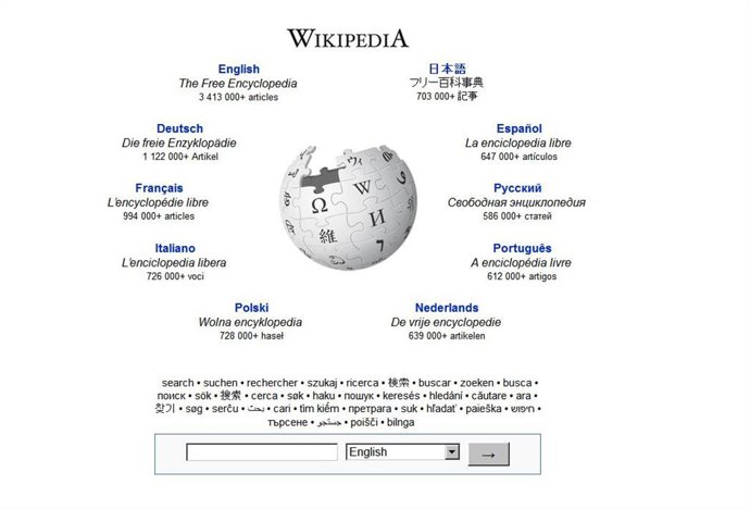 Archivo - Portada de Wikipedia.
