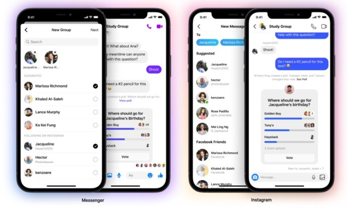 Grupos cruzados de Messenger con Instagram