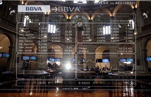 Archivo - Valores de la bolsa de Madrid (España), a 16 de noviembre de 2020.
