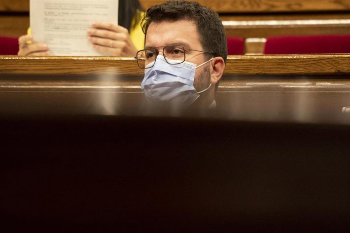 El presidente de la Generalitat, Pere Aragons, en un debate de Política General en el Parlament de Catalunya, a 30 de septiembre de 2021, en Barcelona, Cataluña, (España). Durante el pleno, además de abordar distintas cuestiones sobre política general 