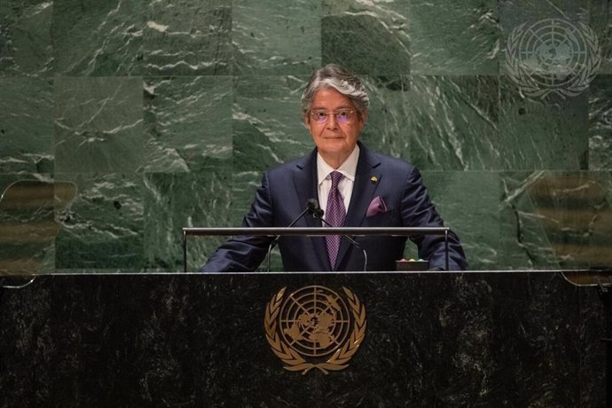 El presidente de Ecuador, Guillermo Lasso, habla ante la 76 Asamblea General de la ONU.