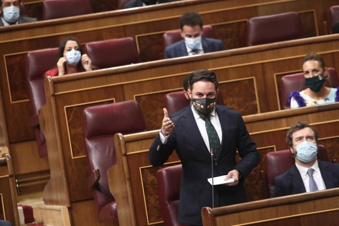 Archivo - El líder de Vox, Santiago Abascal, interviene en un Pleno del Congreso.