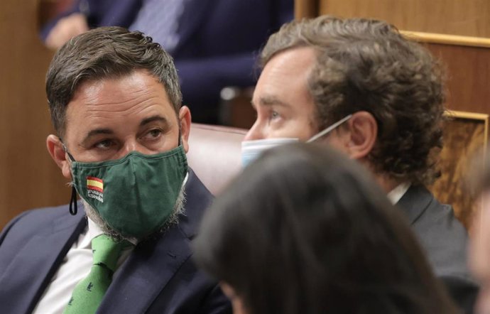 El líder de Vox, Santiago Abascal, en una sesión en el Congreso