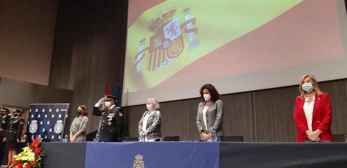 La alcaldesa de Gijón,   Ana González (PSOE), asiste a los actos de la festividad de la Policía Nacional, en el recinto ferial gijonés 'Luis Adaro'