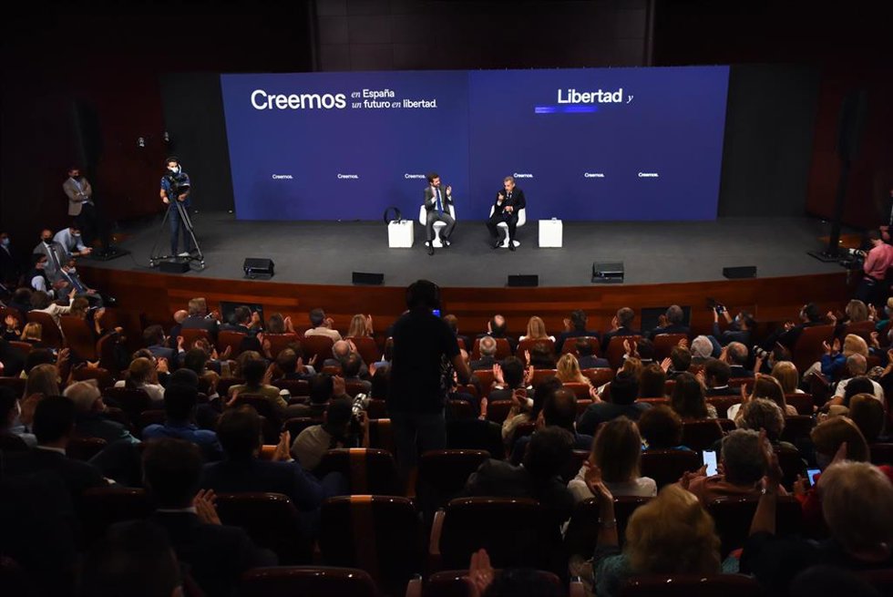 El presidente del PP, Pablo Casado, en un acto de la Convención Nacional del PP. 