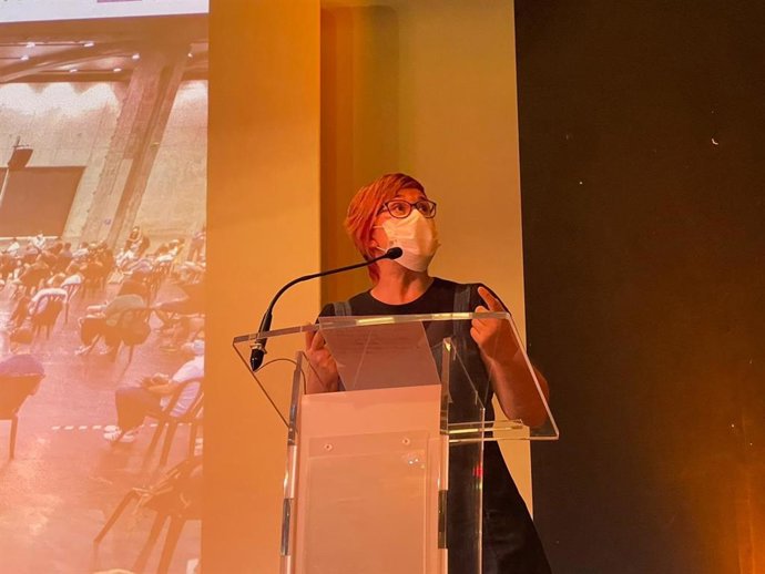 La secretaria general de Més-Compromís, gueda Micó, en el Consell Nacional de la formación