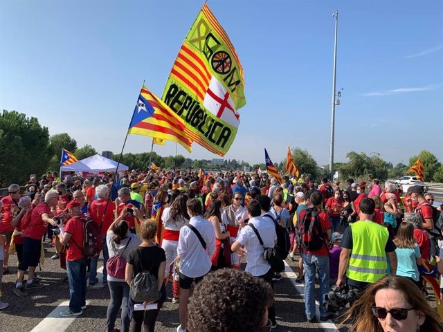 Una de las marchas convocadas por la Assemblea Nacional Catalana (ANC) por el cuarto aniversario del 1-O