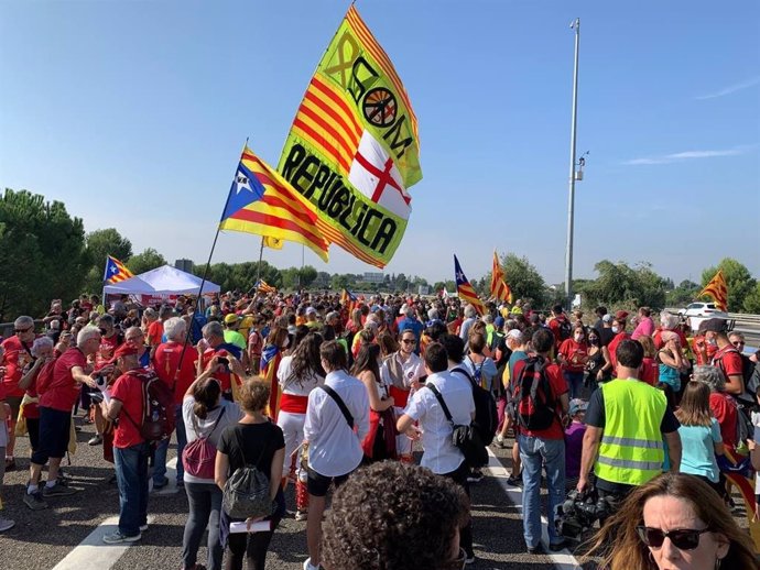 Una de les marxes convocades per l'Assemblea Nacional Catalana (ANC) pel quart aniversari de el 1-O