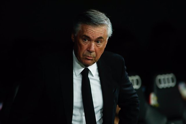Carlo Ancelotti, coach of Real Madrid, looks on during the spanish league, La Liga Santander, football match played between Real Madrid and Villarreal CF at Santiago Bernabeu stadium on Septenber 25, 2021, in Madrid, Spain.