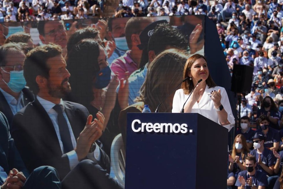 María José Catalá en la clausura de la Convención Nacional del PP este domingo en la Plaza de Toros de Valncia
