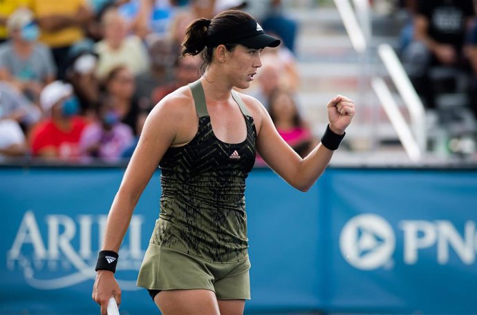 Garbiñe Muguruza celebra un punto durante la final del torneo de Chicago