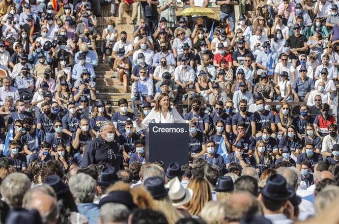La secretaria general del PP de Comunidad Valenciana, María José Catalá, en el acto de clausura de la Convención Nacional del PP, en la Plaza de Toros de Valencia, a 2 de octubre de 2021, en Valencia