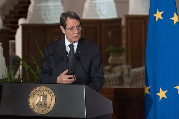 HANDOUT - 04 September 2021, Egypt, Cairo: President of Cyprus Nicos Anastasiades attends a joint press conference with the President of Egypt Abdel Fattah Al-Sisi (not pictured) at the Presidential Palace. Photo: Stavros Ioannidis/Cypriot Government/dp