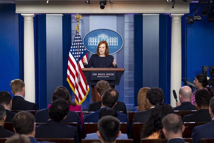 Archivo - La portavoz de la Casa Blanca, Jen Psaki, durante una rueda de prensa