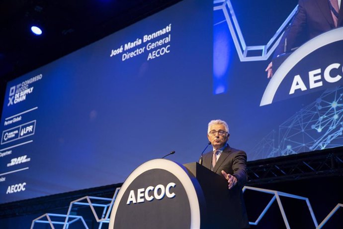 El director general de Aecoc, José María Bonmatí, durante la inauguración del 11 Congreso AECOC de Supply Chain celebrado en Madrid.