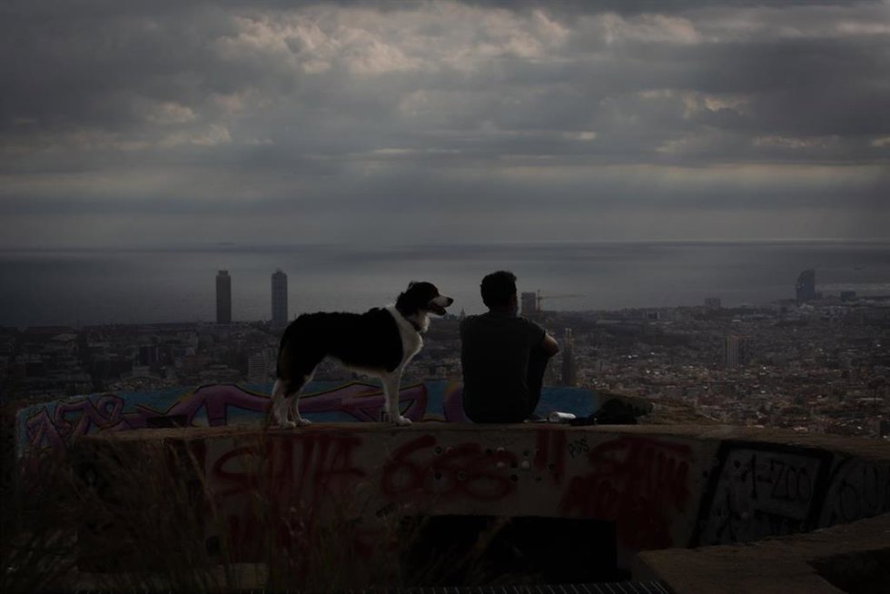 Archivo - Un joven mira el paisaje en el mirador Turó de la Rovira, en Barcelona.