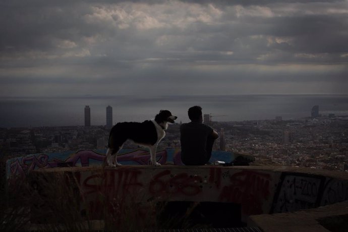 Archivo - Un joven mira el paisaje en el mirador Turó de la Rovira, en Barcelona.