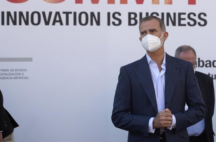 El Rey Felipe VI interviene en la inauguración del South Summit 2021, a 5 de octubre de 2021, en Madrid, (España)