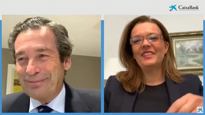 El director ejecutivo de Banca de Empresas de CaixaBank, Luis Cabanas, y la directora de Banca Negocios de CaixaBank, Ana Díez