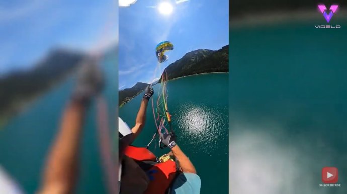 La vela de un parapentista experimentado se tuerce en pleno vuelo dando lugar a estas impactantes imágenes