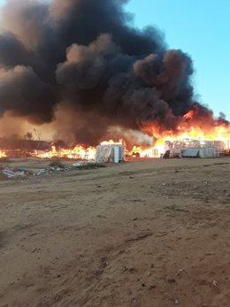 Incendio en un asentamiento de Lepe.