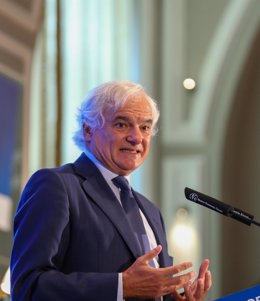 El presidente de la Confederación Empresarial de Madrid (CEIM), Miguel Garrido, interviene en un desayuno informativo organizado por Nueva Economía Fórum, en el Hotel Mandarín Oriental Ritz, a 13 de septiembre de 2021, Madrid, (España).