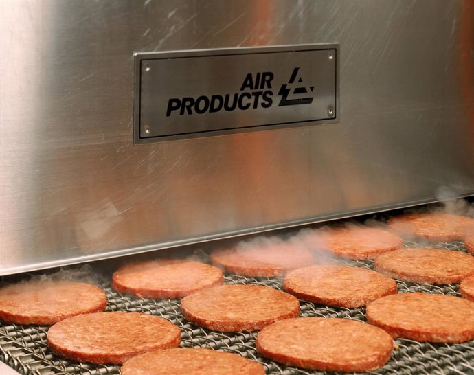 Tunel de congelación de productos cárnicos.